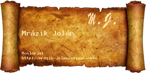 Mrázik Jolán névjegykártya