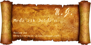 Mrázik Jolán névjegykártya